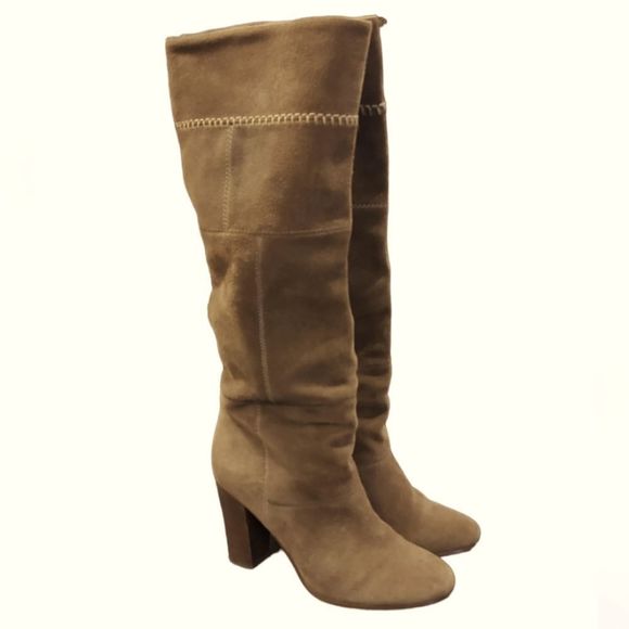 Coach Trudie Patchwork Suede Knee High Heeled Boots Size 8 - Picture 11 of 11